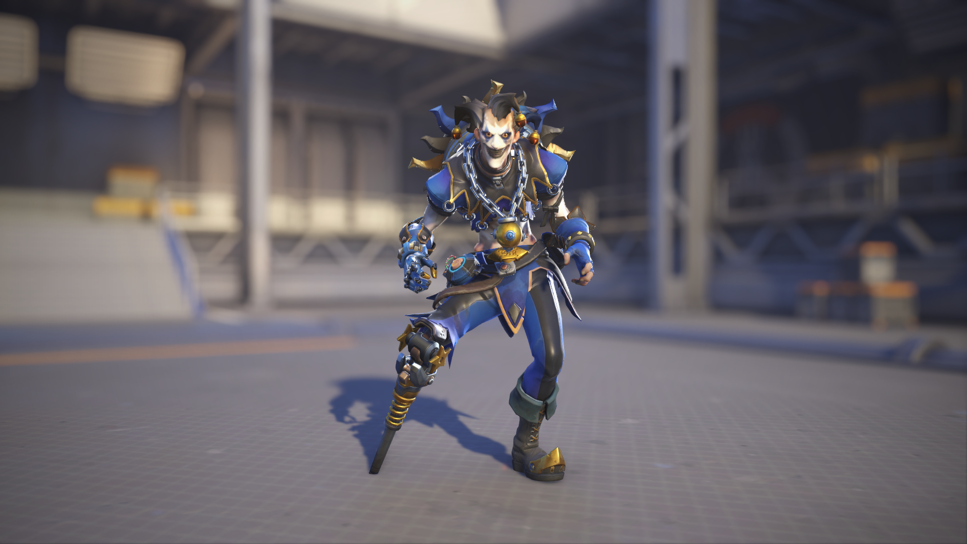 Junkrat models his Fool skin in Overwatch 2.