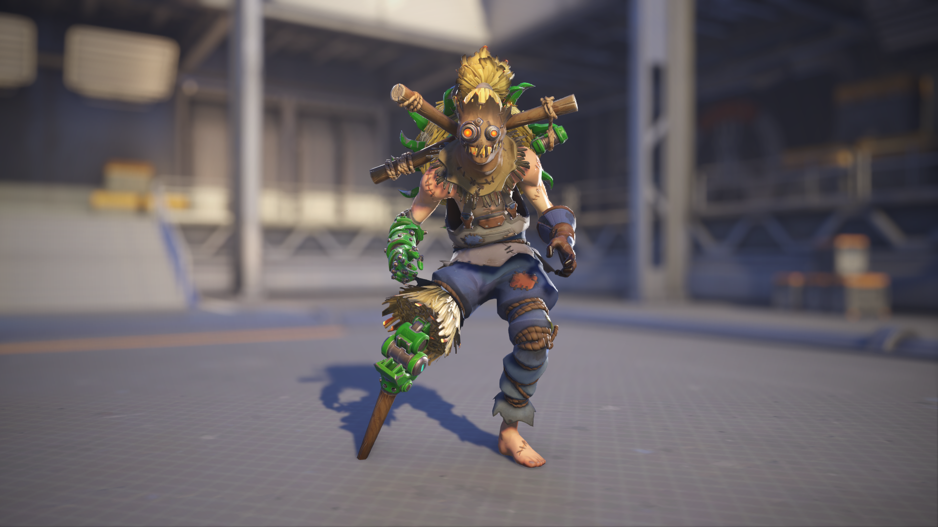 Junkrat models his Scarecrow skin in Overwatch 2.