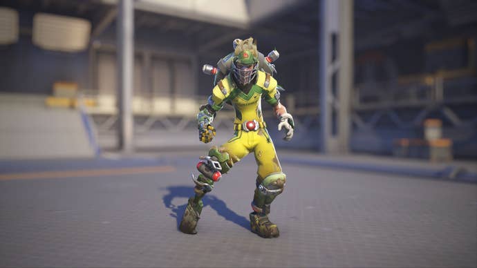 Junkrat models his Cricket skin in Overwatch 2.