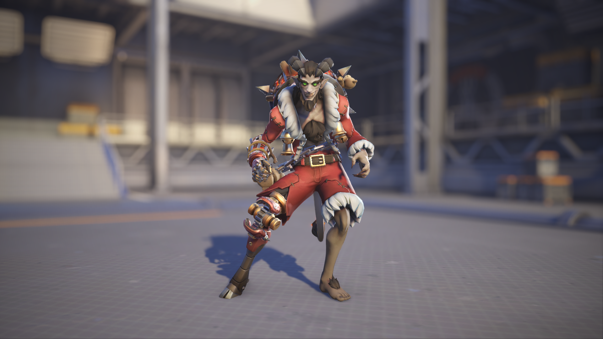 Junkrat models his Krampus skin in Overwatch 2.