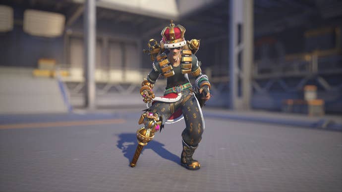 Junkrat models his King Jamison skin in Overwatch 2.