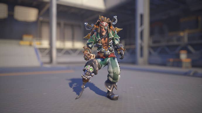 Junkrat models his Bilgerat skin in Overwatch 2.