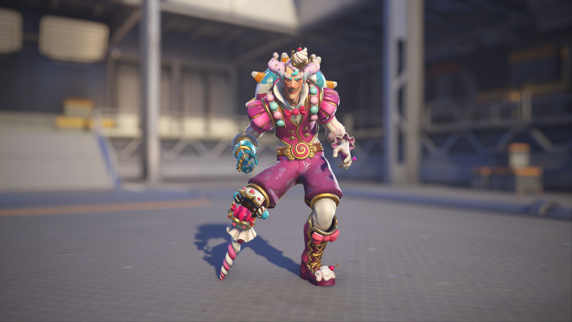 Junkrat models his Junkfood skin in Overwatch 2.