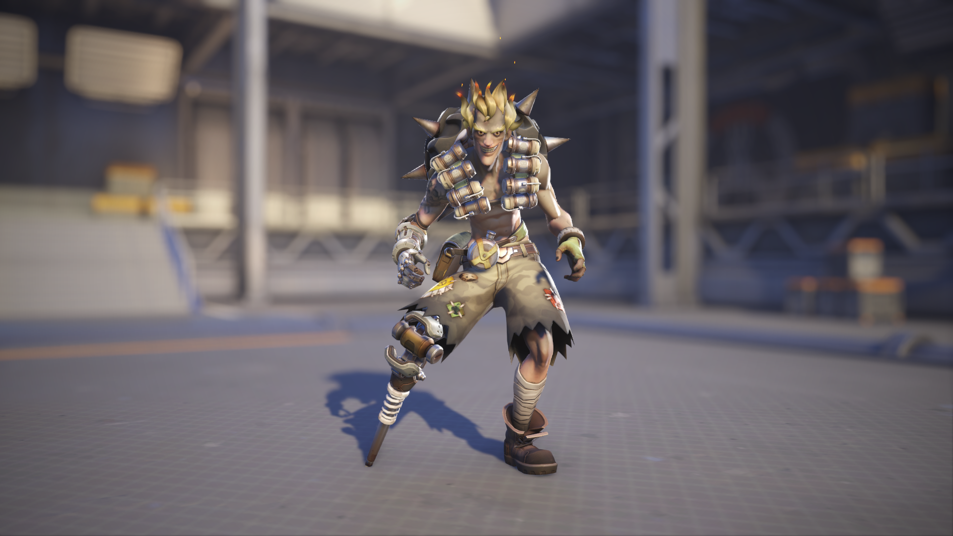 Junkrat models his Bleached skin in Overwatch 2.