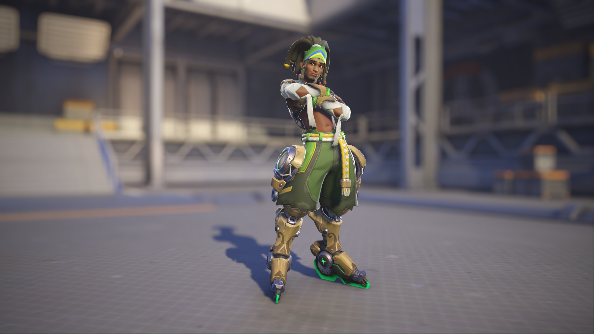 Lúcio models his Capoeira skin in Overwatch 2.