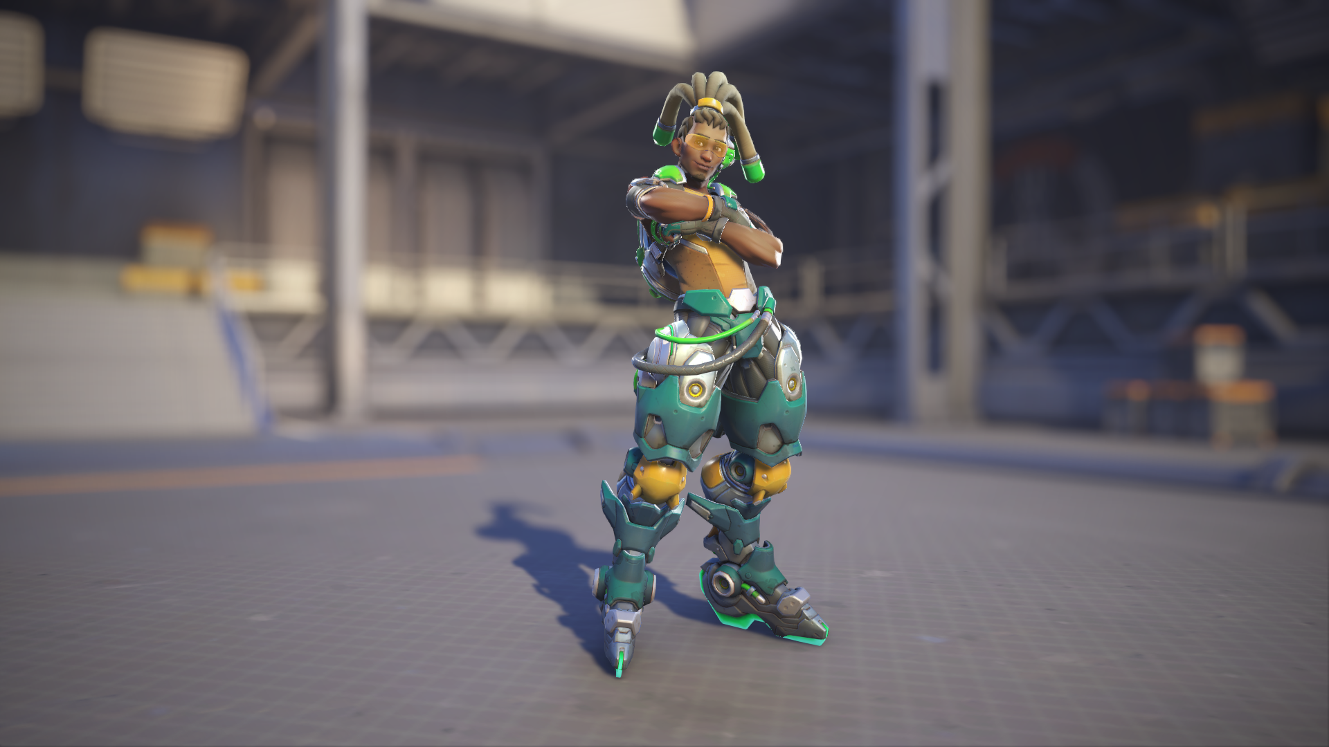 Lúcio models his Laranja skin in Overwatch 2.