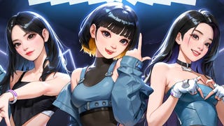 A teaser image for Le Sserafim's appearance in Overwatch 2, showing cartoon versions of three members from the K-pop group