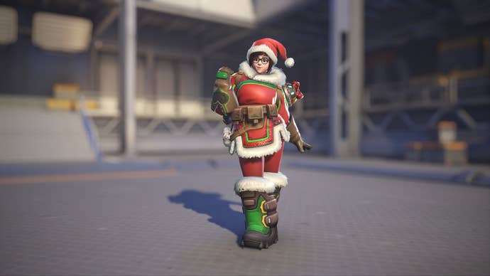 Mei models her Mei-rry skin in Overwatch 2.