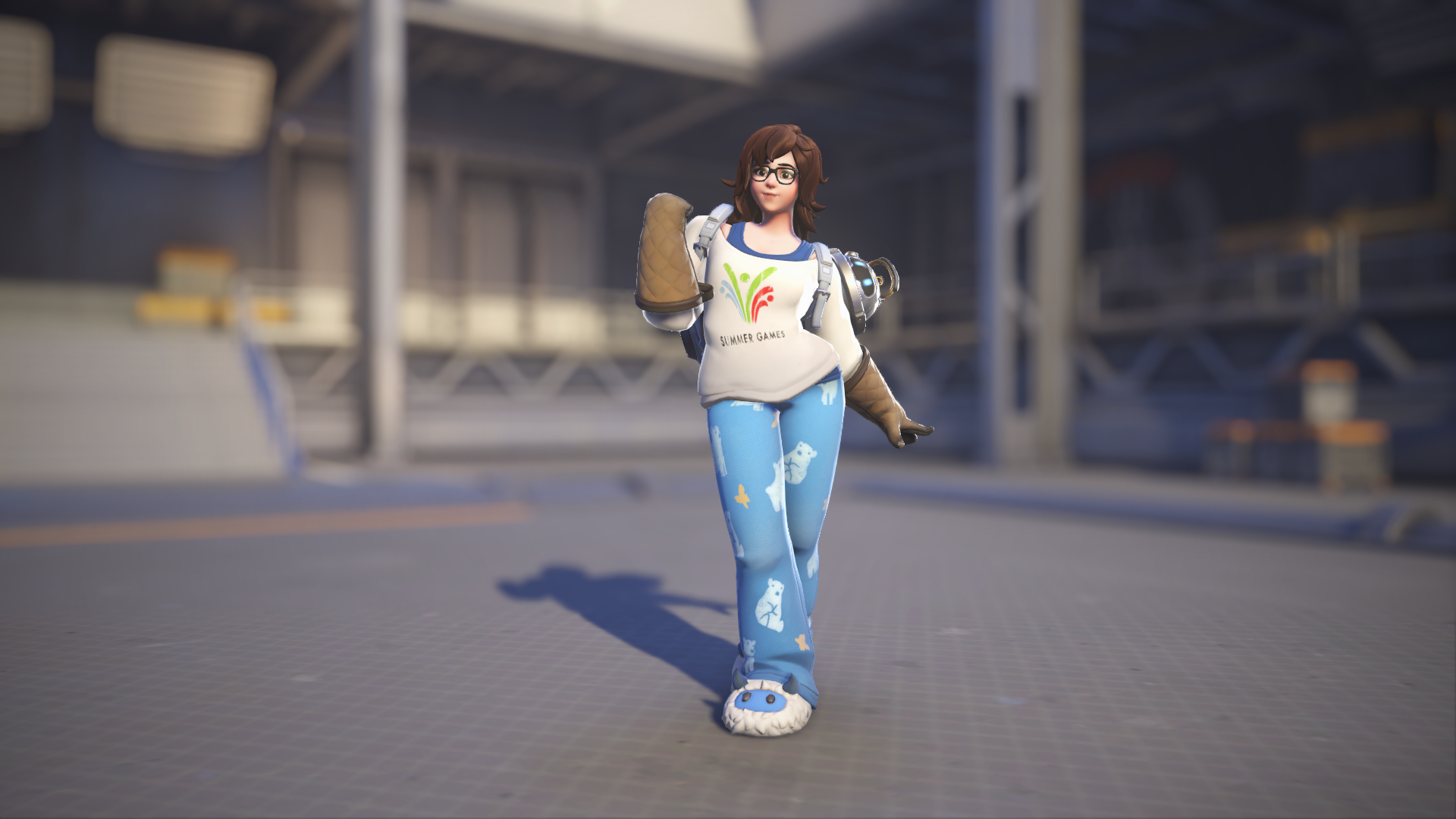 Mei models her Pajamei skin in Overwatch 2.