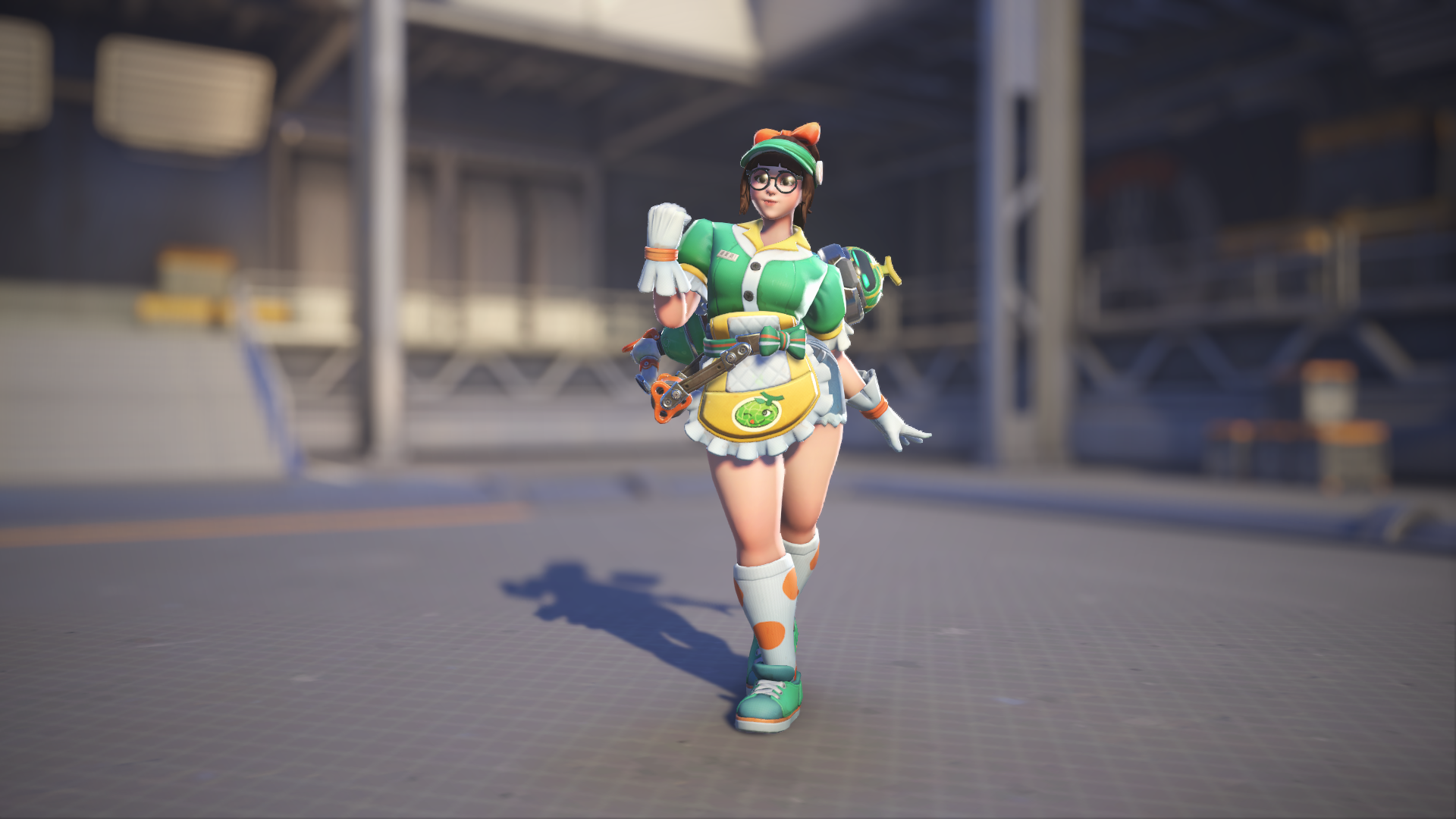Mei models her Honeydew skin in Overwatch 2.