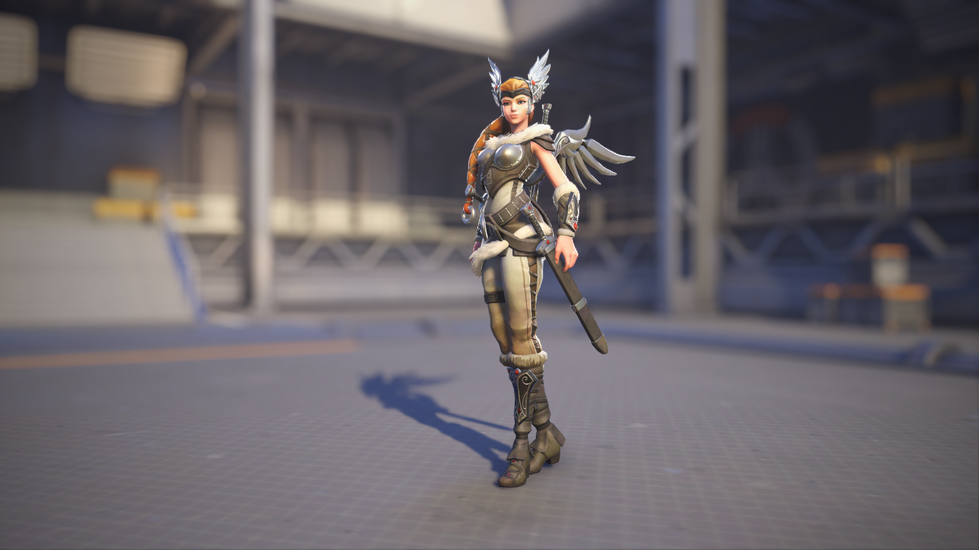 Mercy models her Sigrún skin in Overwatch 2.