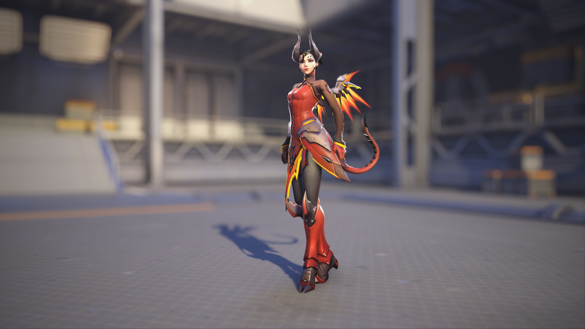 Mercy models her Devil skin in Overwatch 2.