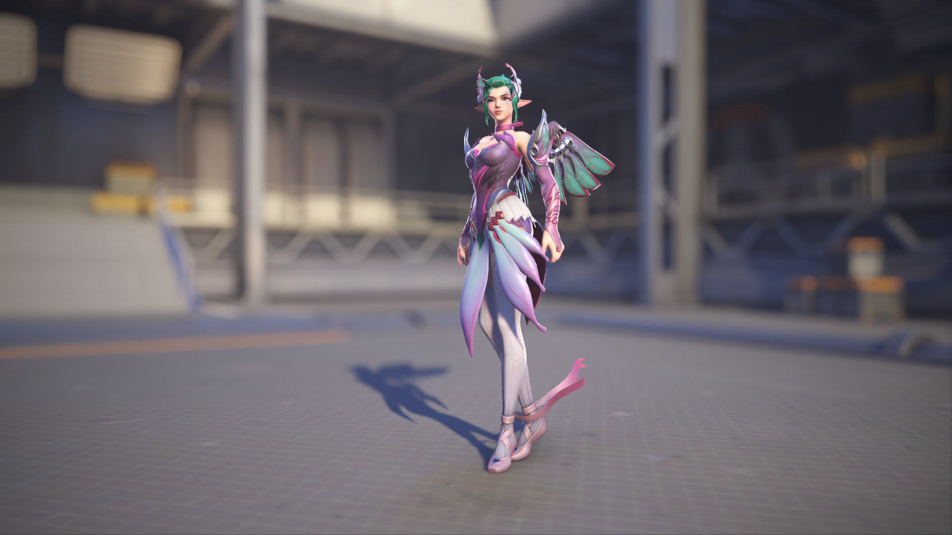 Mercy models her Sugar Plum Fairy skin in Overwatch 2.