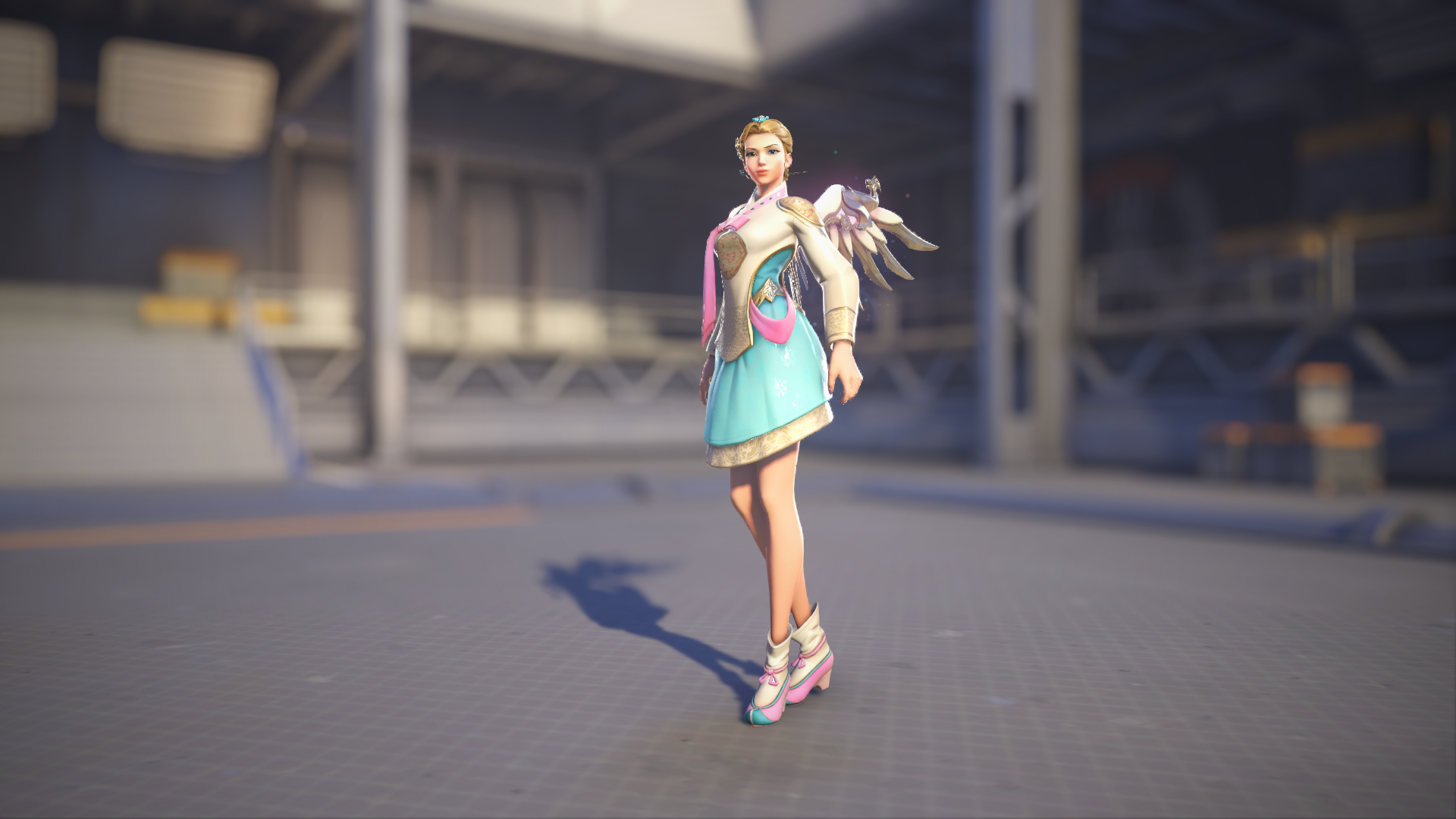 Mercy models her Seolbim skin in Overwatch 2.