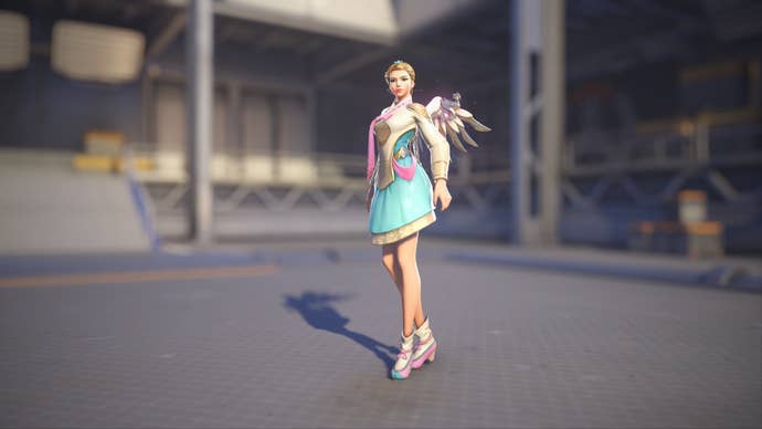 Mercy models her Seolbim skin in Overwatch 2.