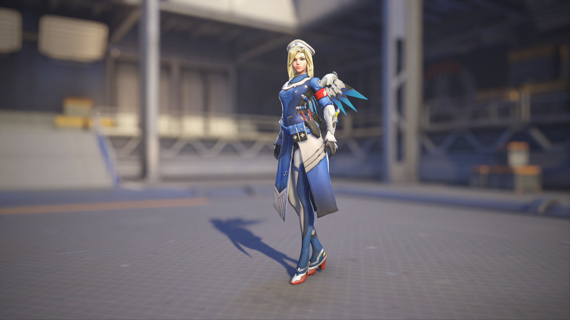 Mercy models her Combat Medic Ziegler skin in Overwatch 2.