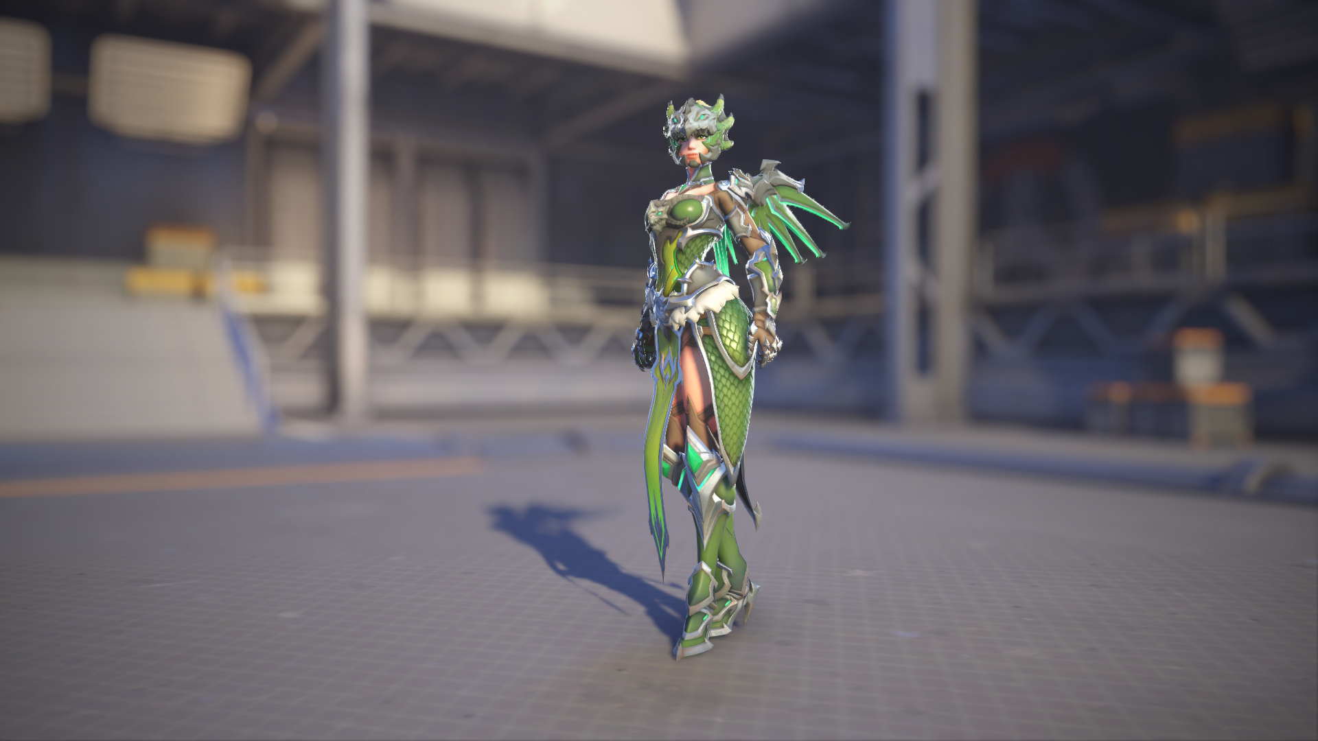 Mercy models her Dragoon skin in Overwatch 2.