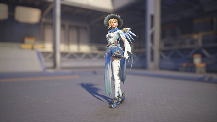 Mercy models her Mage skin in Overwatch 2.