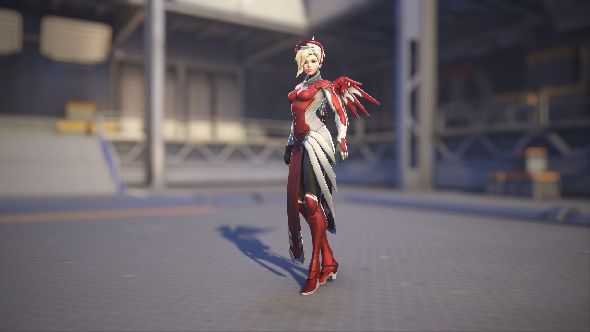 Mercy models her Eidgenossin skin in Overwatch 2.