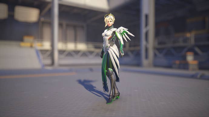 Mercy models her Verdant skin in Overwatch 2.