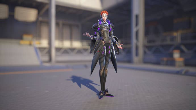 Moira models her Overwatch 1 skin in Overwatch 2.