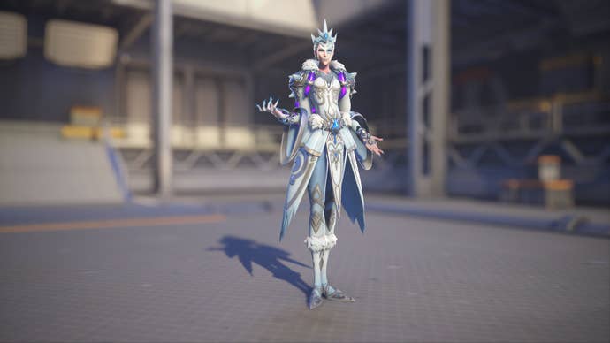 Moira models her Ice Empress skin in Overwatch 2.