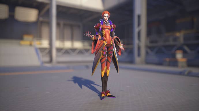 Moira models her Fiery skin in Overwatch 2.