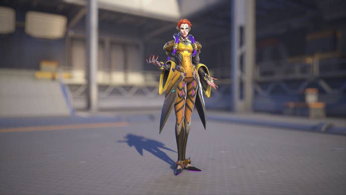 Moira models her Whiskey skin in Overwatch 2.