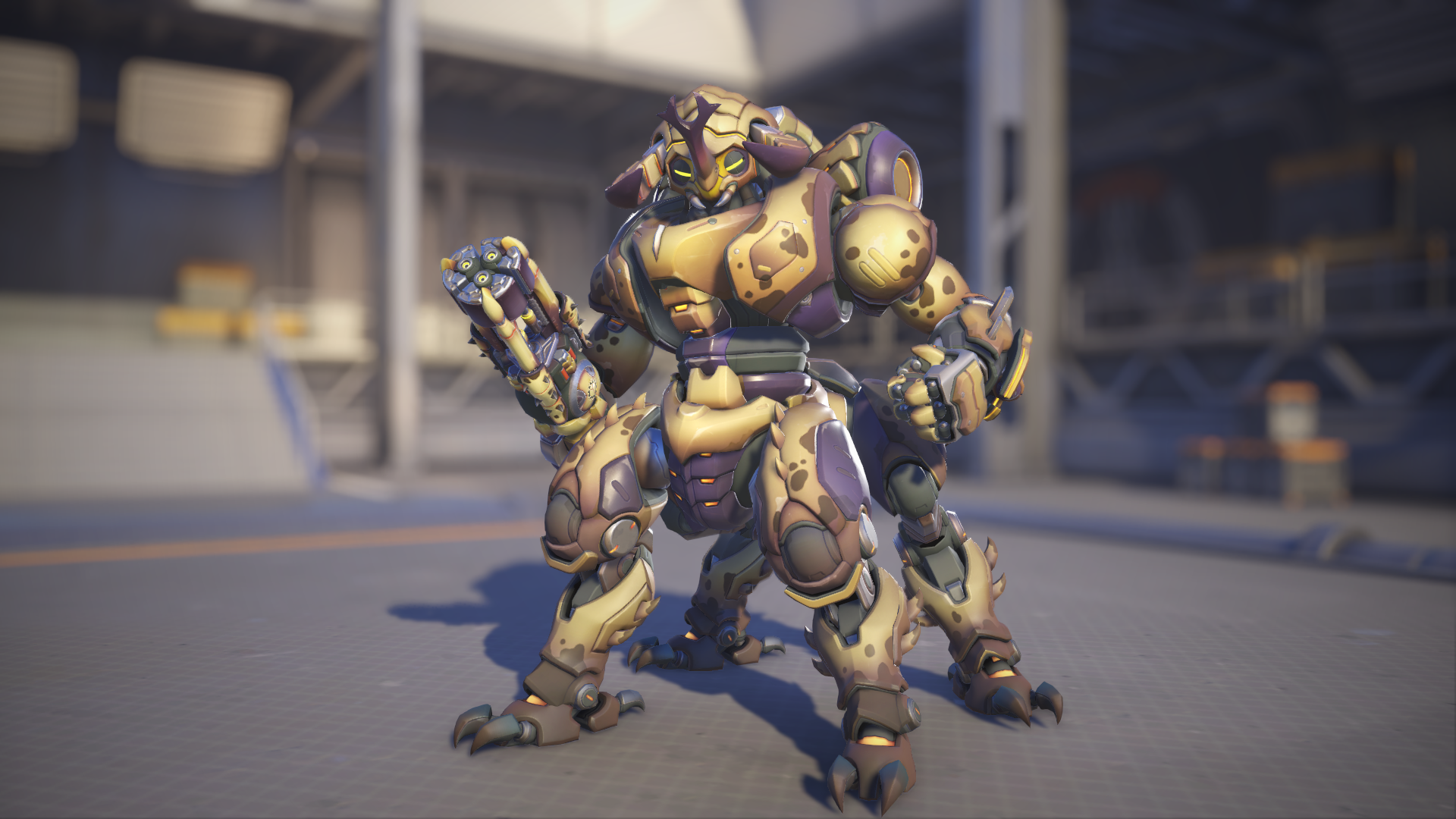 Orisa models her Megasoma skin in Overwatch 2.