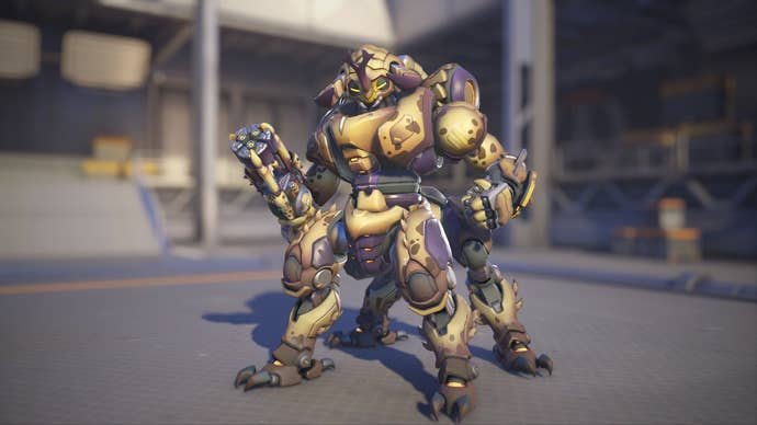 Orisa models her Megasoma skin in Overwatch 2.