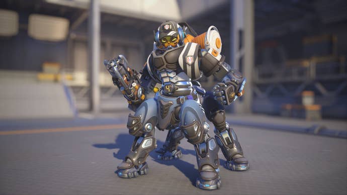 Orisa models her Referee skin in Overwatch 2.
