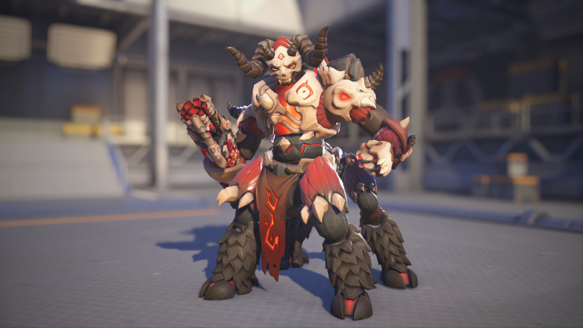 Orisa models her Demon skin in Overwatch 2.