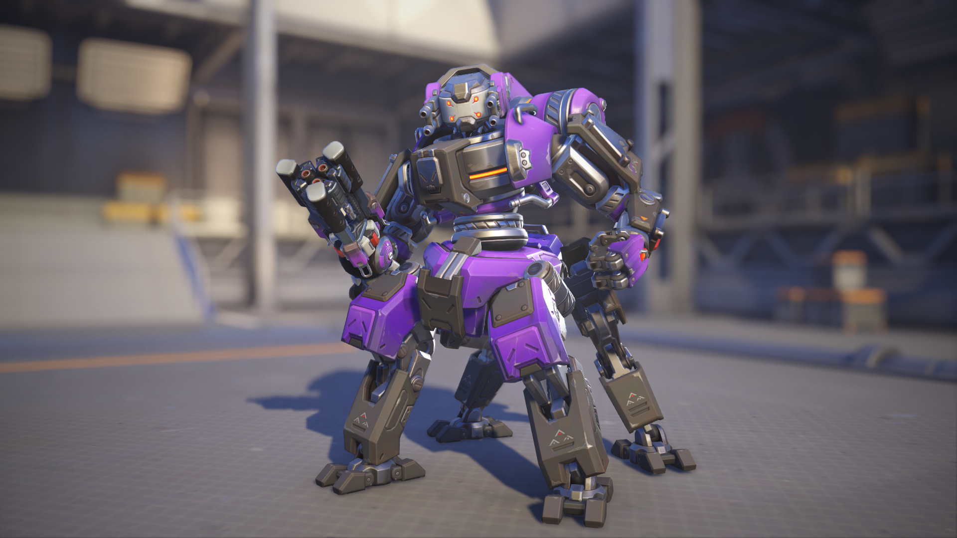 Orisa models her Null Sector skin in Overwatch 2.