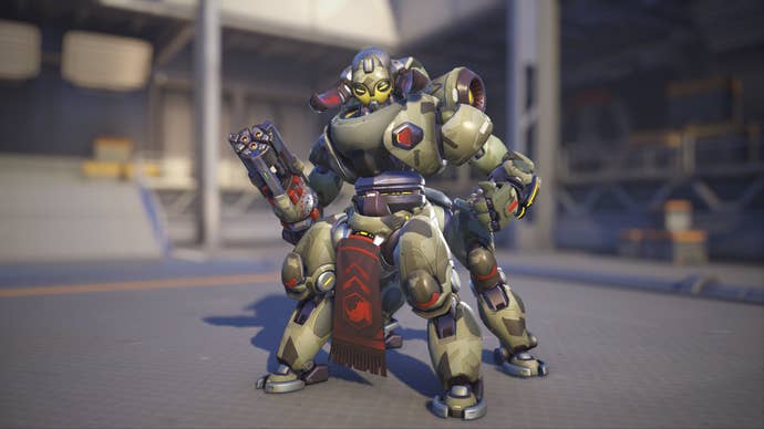 Orisa models her Camouflage skin in Overwatch 2.