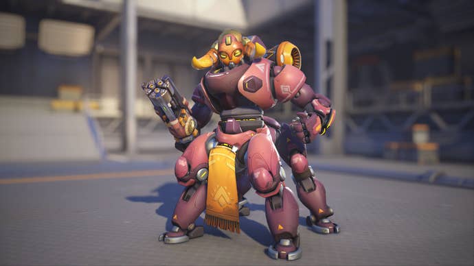 Orisa models her Sunrise skin in Overwatch 2.