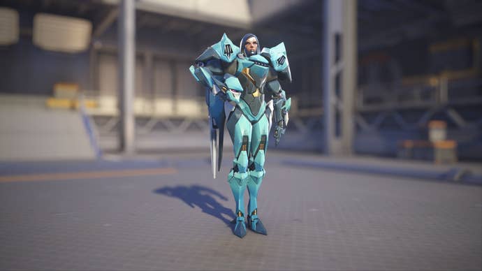 Pharah models her Raptorion skin in Overwatch 2.