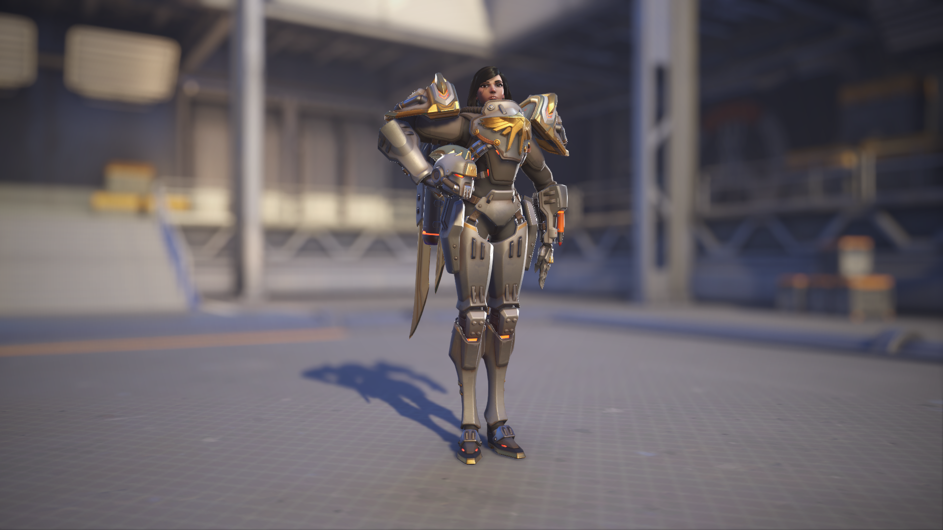 Pharah models her Sky Centurion skin in Overwatch 2.