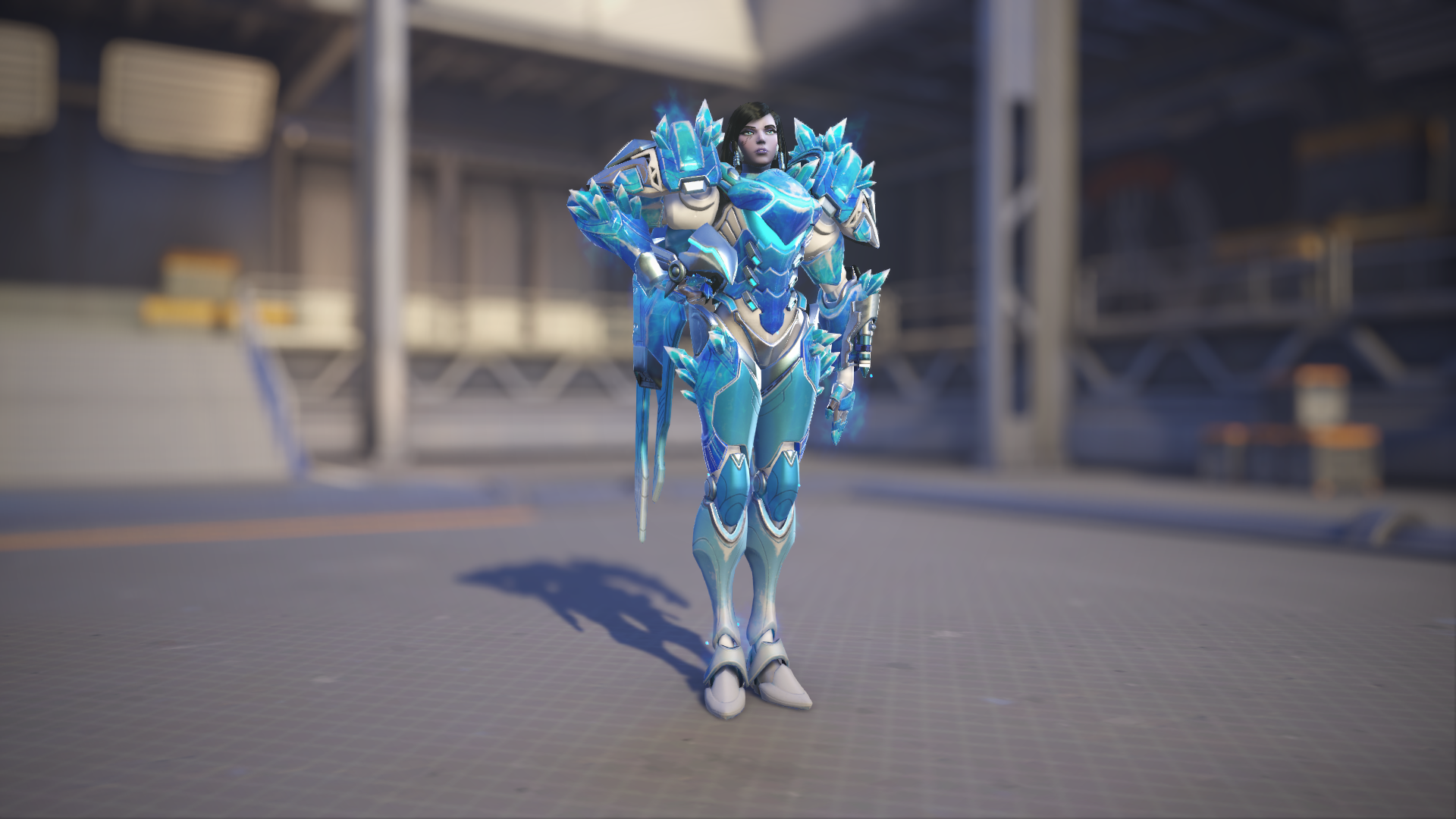 Pharah models her Frostbite skin in Overwatch 2.