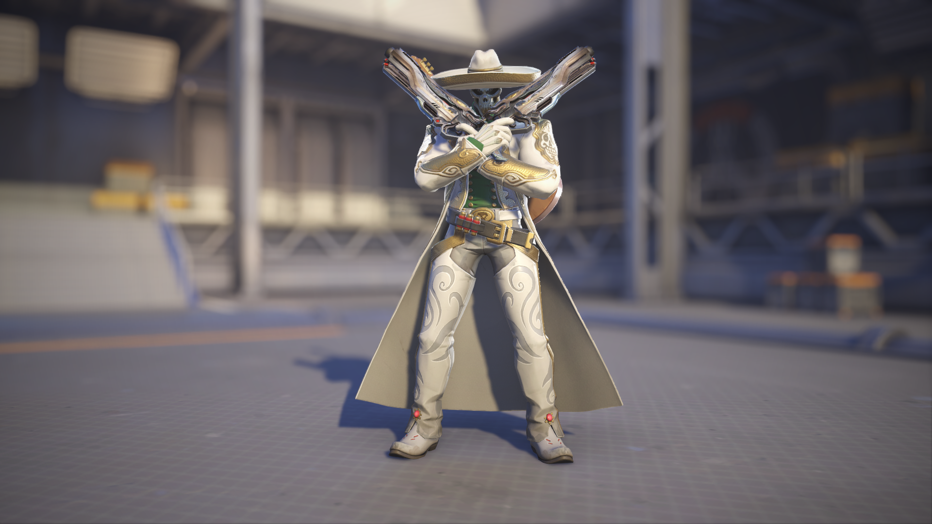 Reaper models his El Blanco skin in Overwatch 2.