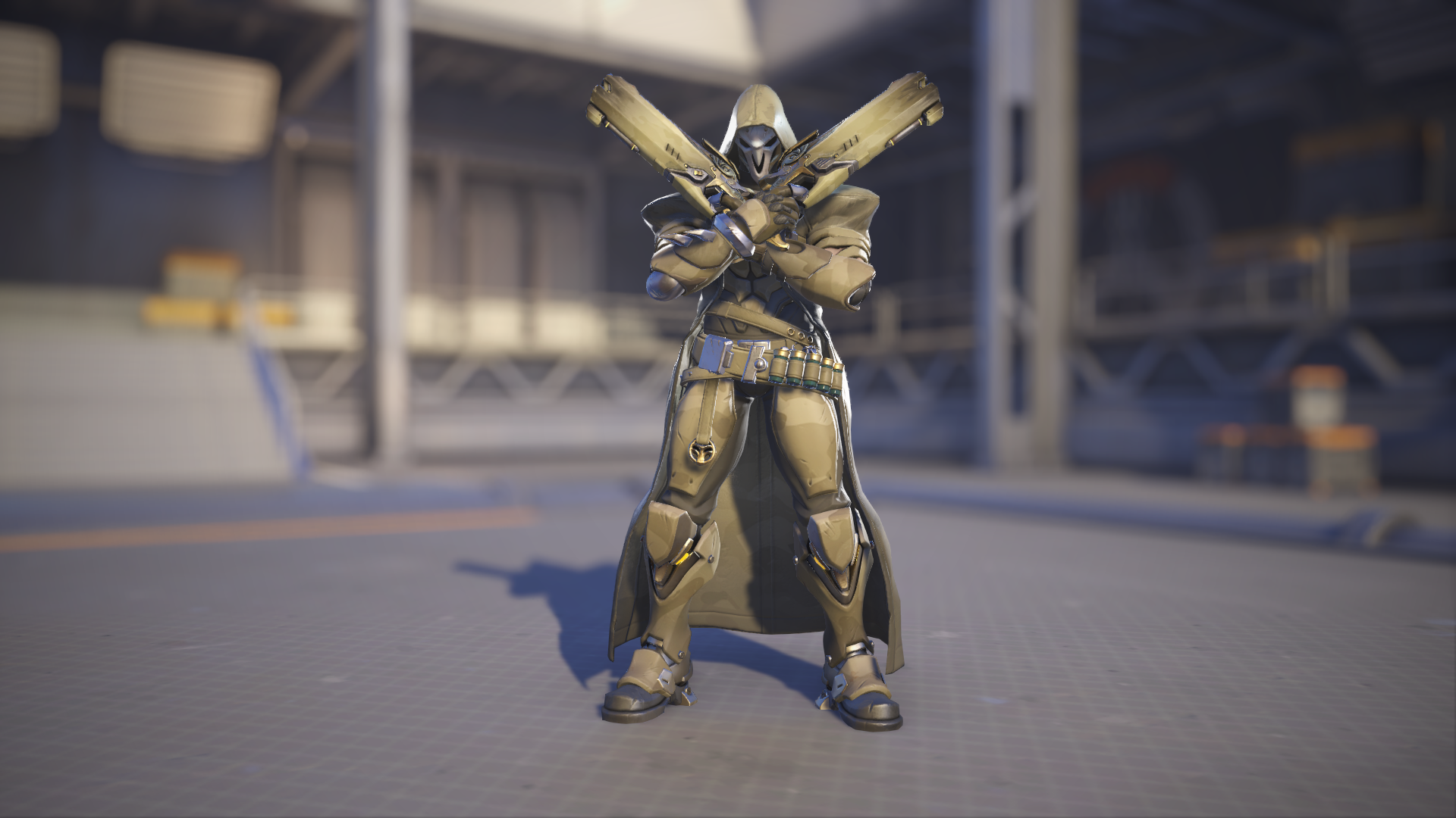 Reaper models his Desert skin in Overwatch 2.