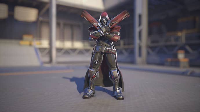 Reaper models his Blood skin in Overwatch 2.