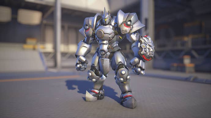 Reinhardt models his Overwatch 1 skin in Overwatch 2.