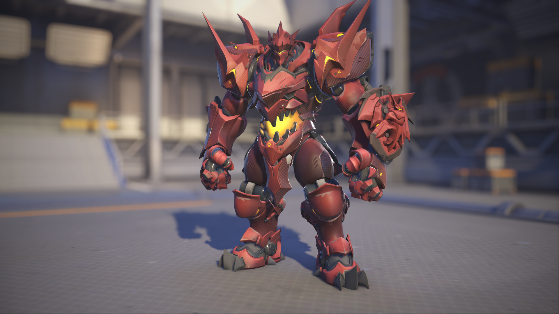 Reinhardt models his Bloodhardt skin in Overwatch 2.