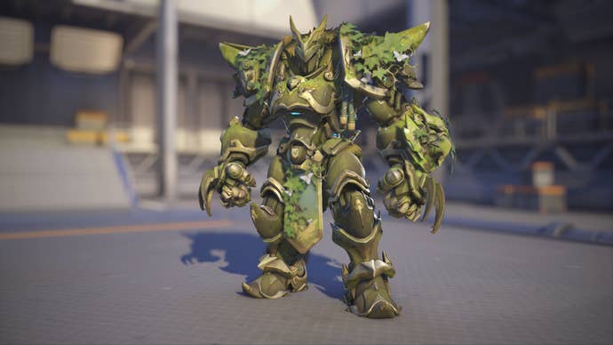 Reinhardt models his Griefhardt skin in Overwatch 2.