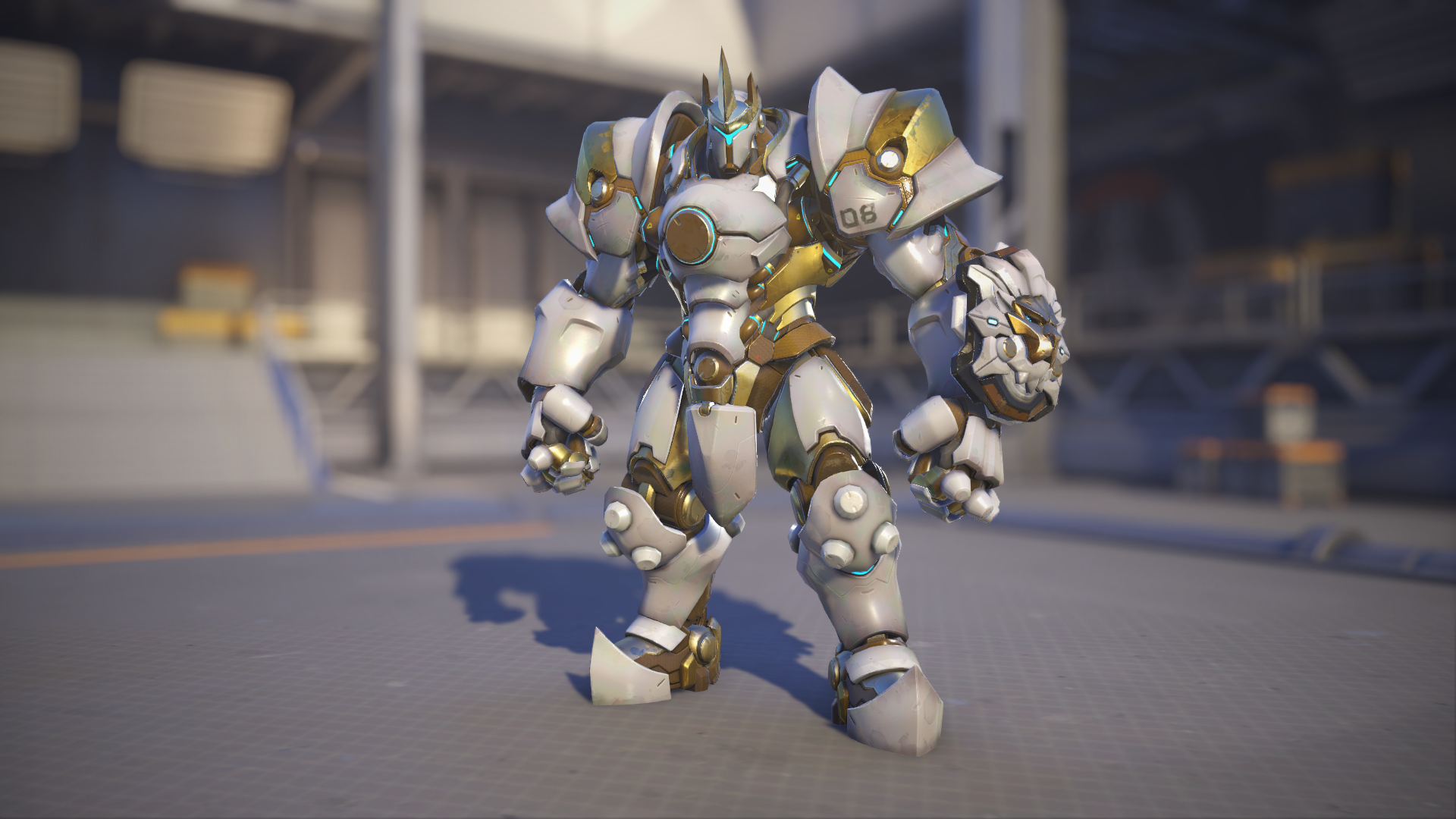 Reinhardt models his Paragon skin in Overwatch 2.
