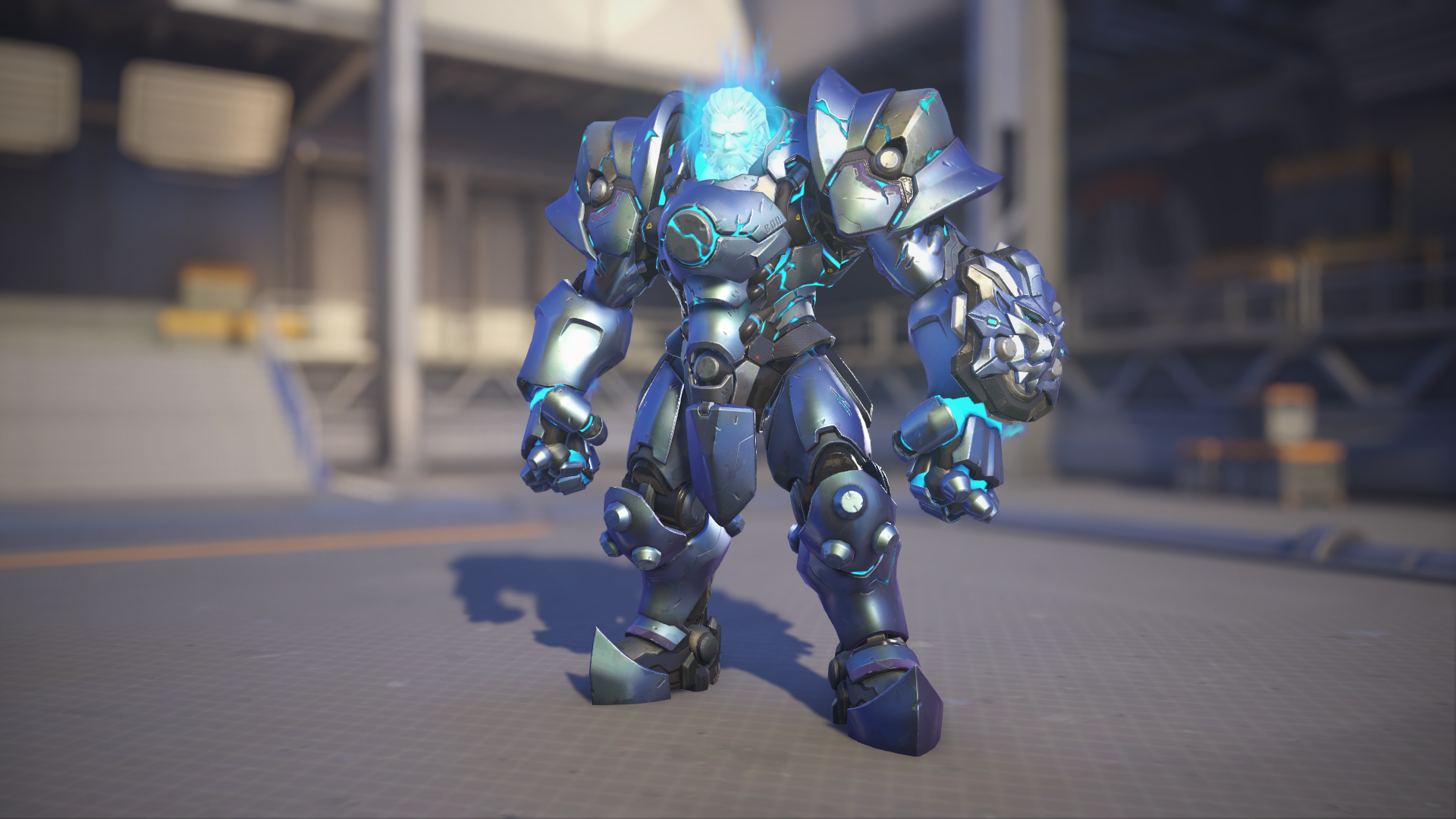 Reinhardt models his Coldhardt skin in Overwatch 2.