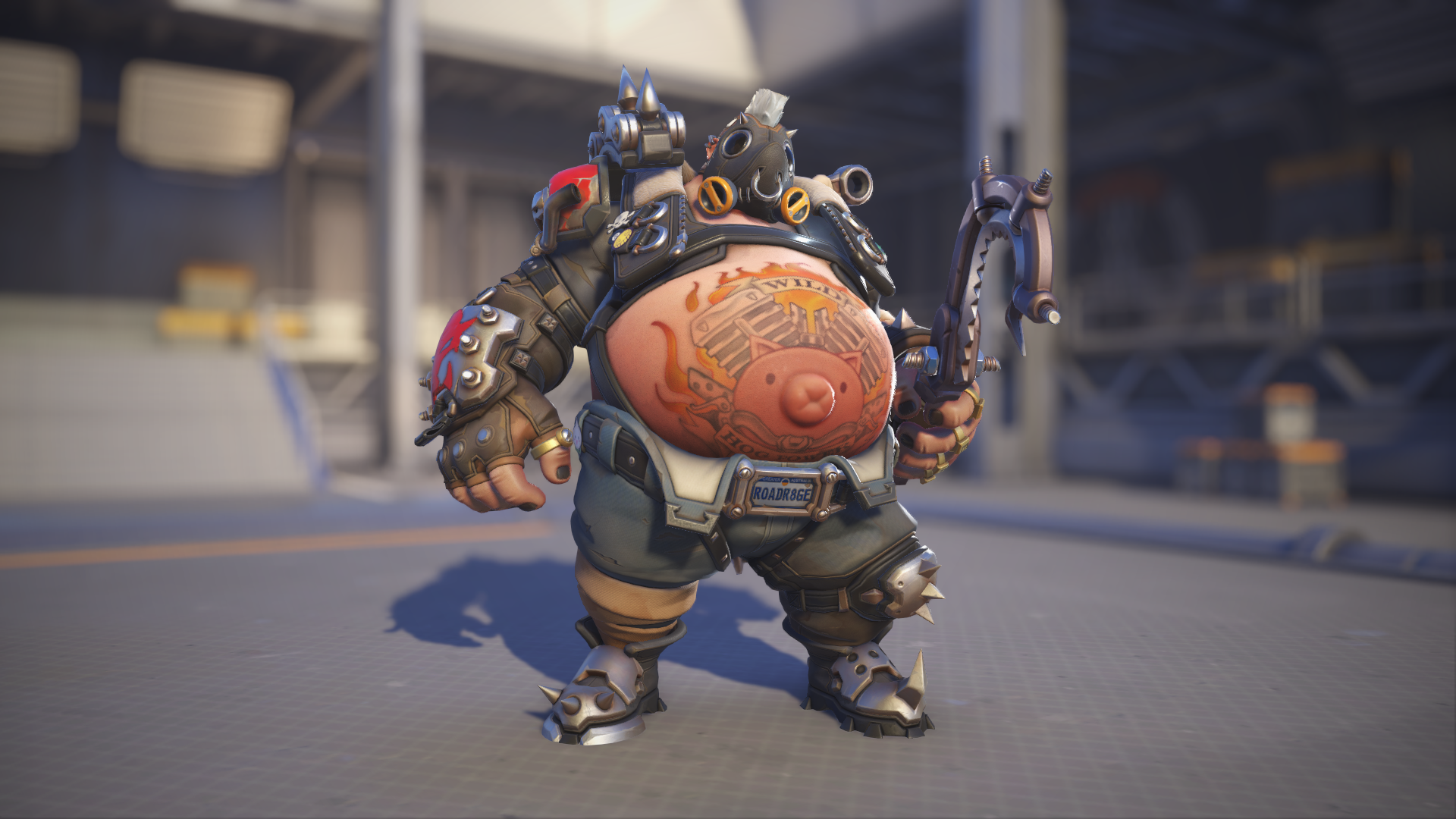 Roadhog models his default Overwatch 2 skin.