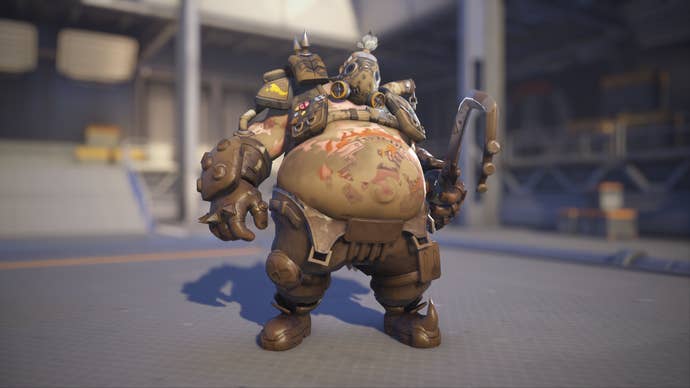 Roadhog models his Pigpen skin in Overwatch 2.