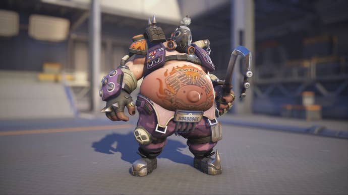 Roadhog models his Thistle skin in Overwatch 2.