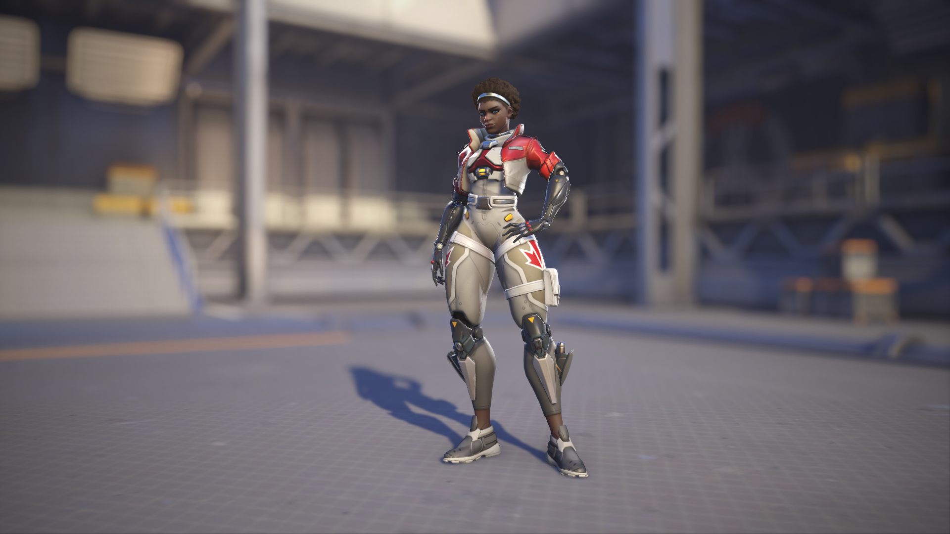 Sojourn models her Troop Commander skin in Overwatch 2.